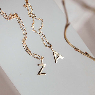 Customize Letter 'S' Necklace in Solid Gold 1