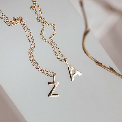Customize Letter 'S' Necklace in Solid Gold 1