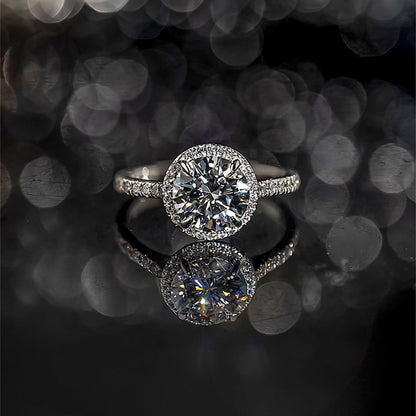 Stunning 4.0 CT Round Moissanite Engagement Ring with Halo & Pave Design 1
