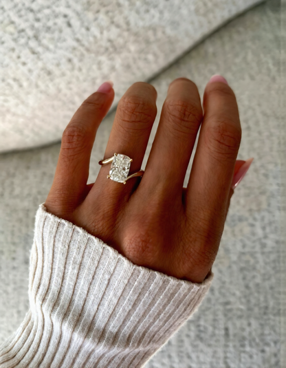 2.5 CT Elongated Cushion Cut Classic Plain Stacking Lab Grown Diamond Bridal Ring Set