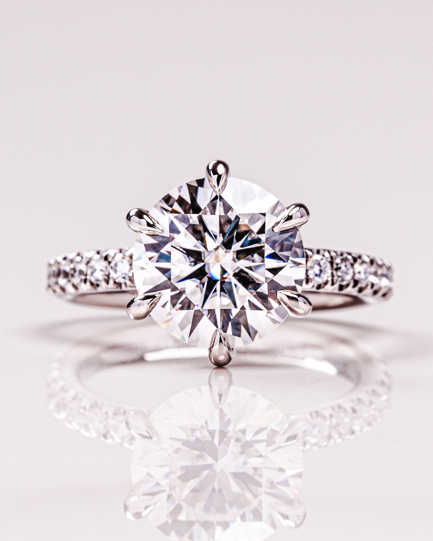 2.26 CT Round Cut Pave Lab Grown Diamond Engagement Ring