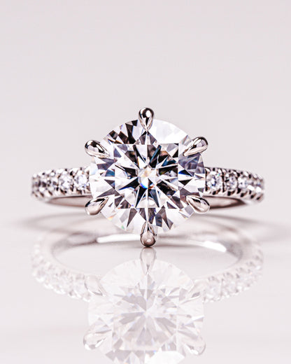 2.26 CT Round Cut Pave Lab Grown Diamond Engagement Ring