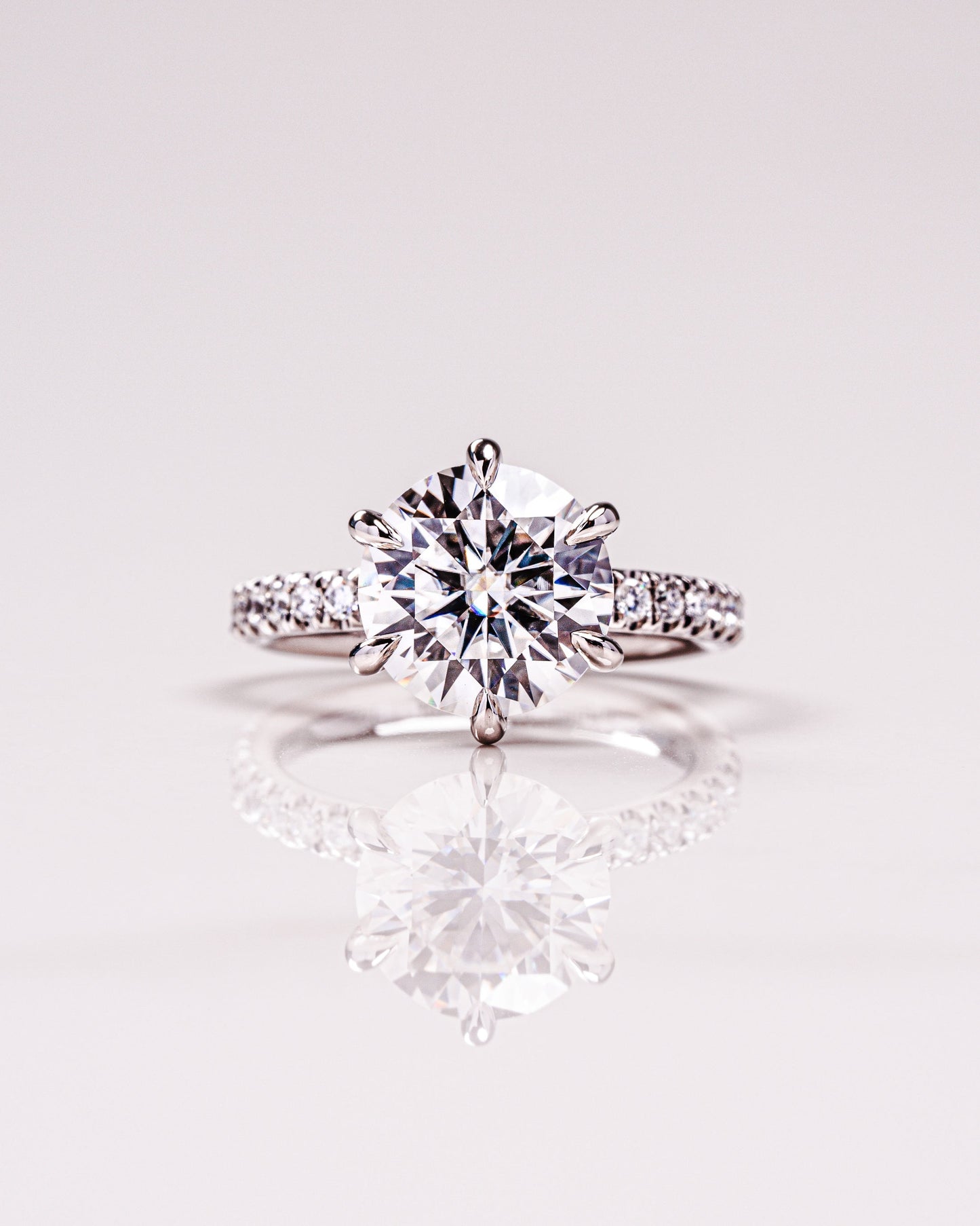 2.26 CT Round Cut Pave Lab Grown Diamond Engagement Ring