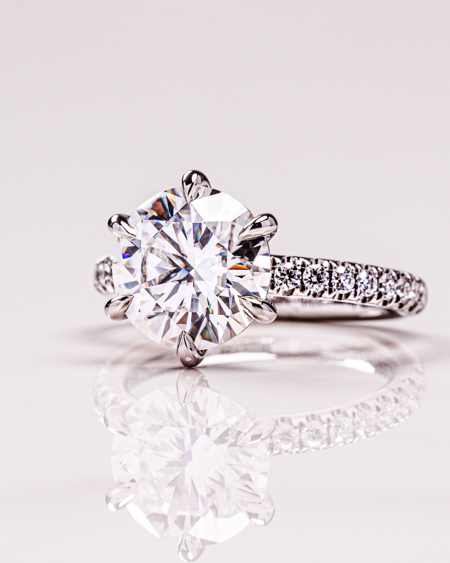 2.26 CT Round Cut Pave Lab Grown Diamond Engagement Ring