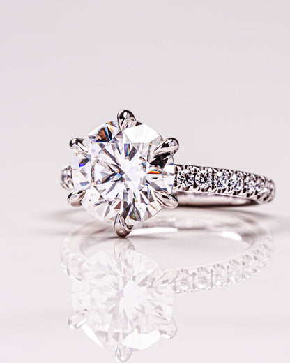 2.26 CT Round Cut Pave Lab Grown Diamond Engagement Ring