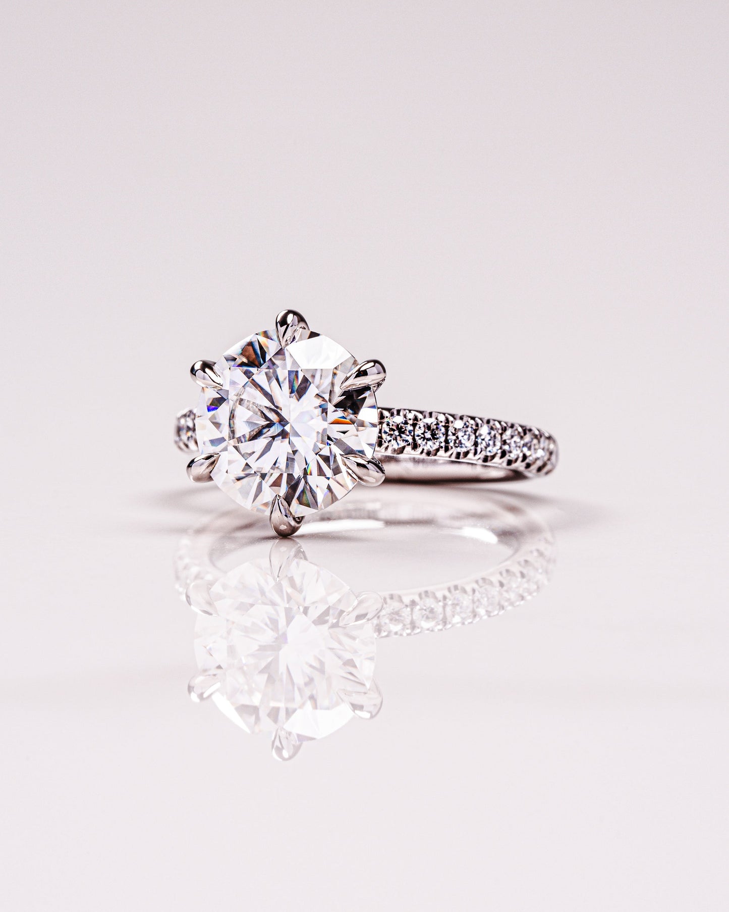 2.26 CT Round Cut Pave Lab Grown Diamond Engagement Ring