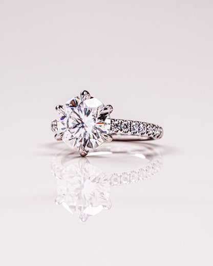 2.26 CT Round Cut Pave Lab Grown Diamond Engagement Ring