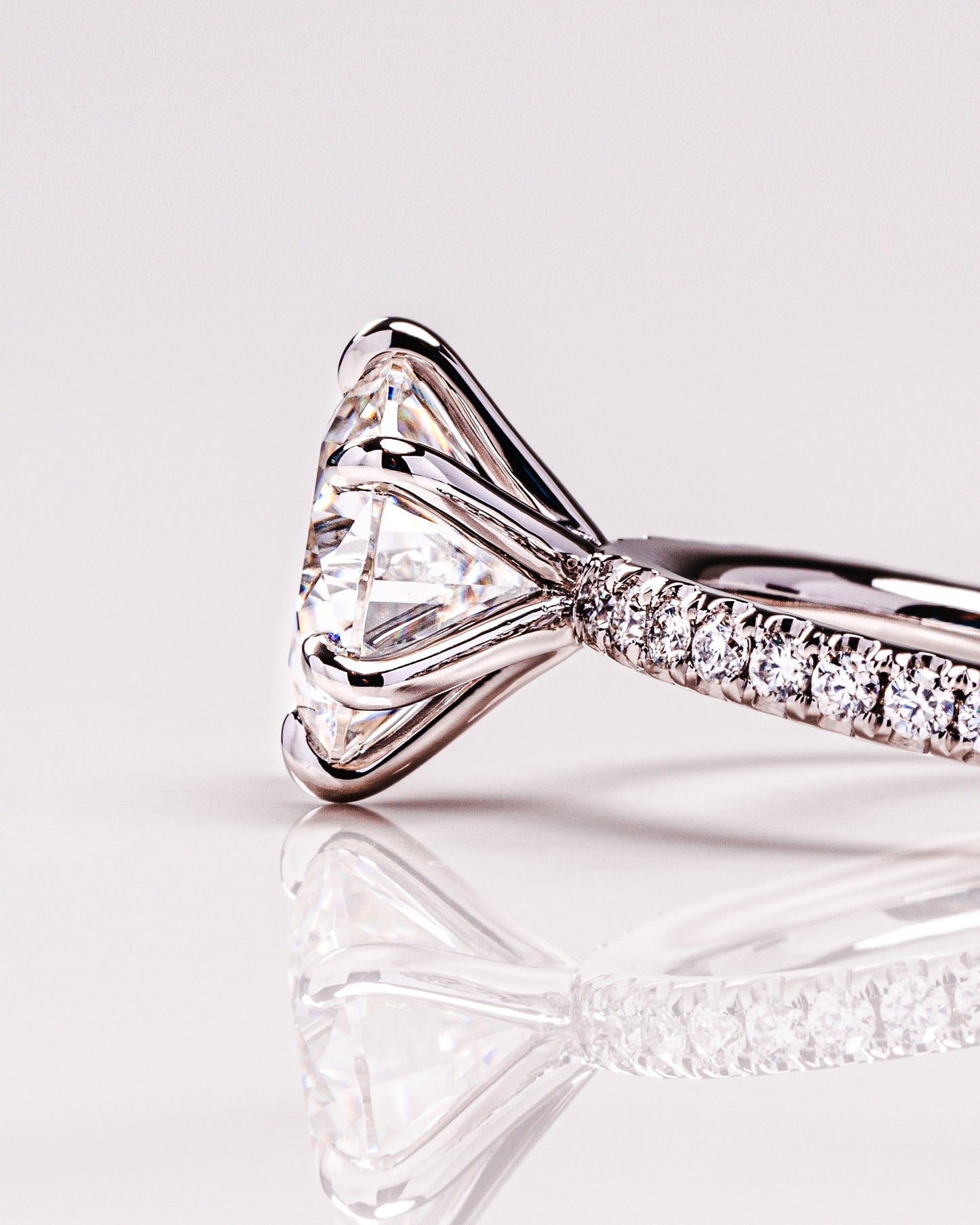 2.26 CT Round Cut Pave Lab Grown Diamond Engagement Ring