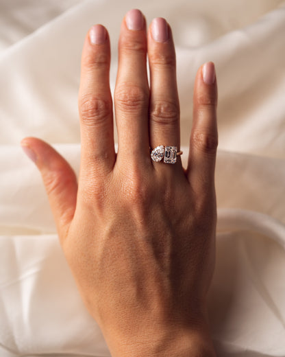 3.75 CT Emerald & Pear Cut Toi Et Moi Lab Grown Diamond Engagement Ring