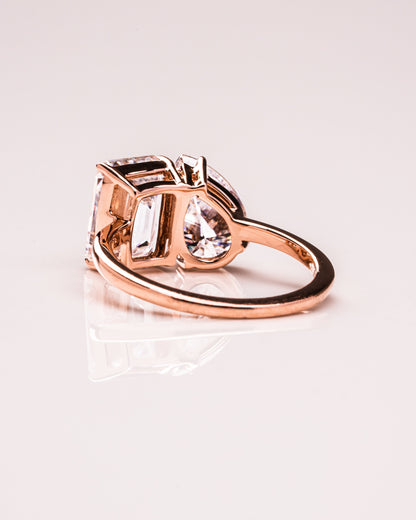 3.75 CT Emerald & Pear Cut Toi Et Moi Lab Grown Diamond Engagement Ring