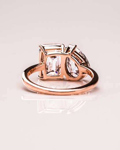 3.75 CT Emerald & Pear Cut Toi Et Moi Lab Grown Diamond Engagement Ring