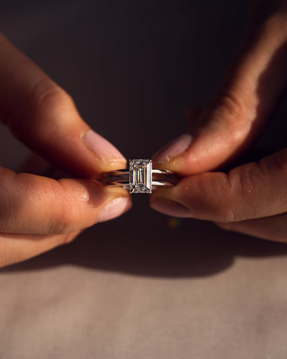 2.30 CT Emerald Cut Solitaire Lab Grown Diamond Engagement Ring