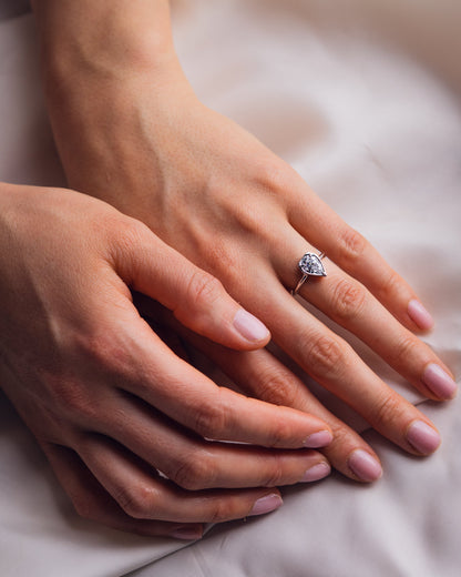 1.33 CT Pear Cut Bezel Solitaire Lab Grown Diamond Engagement Ring