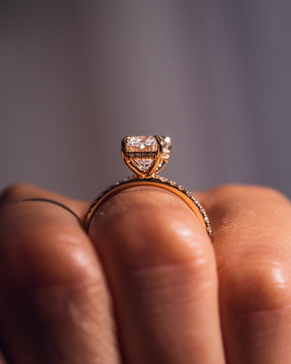 2.43 CT Radiant Cut Lab Grown Diamond  Engagement Ring With Hidden Halo Setting