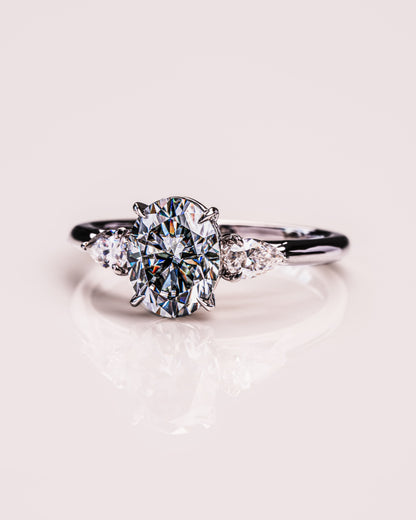 1.91 CT Oval Cut Three Stones Lab Grown Diamond Engagement Ring