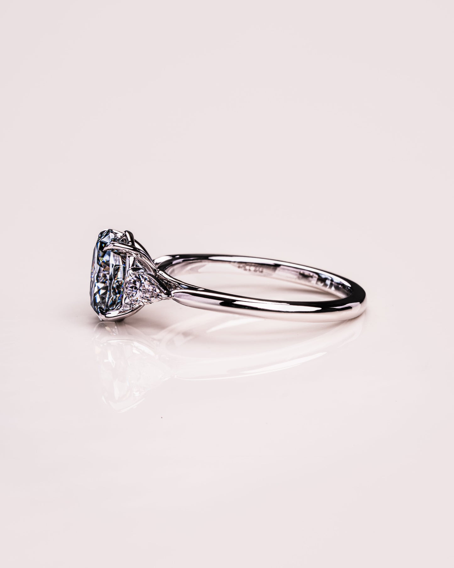 1.91 CT Oval Cut Three Stones Lab Grown Diamond Engagement Ring
