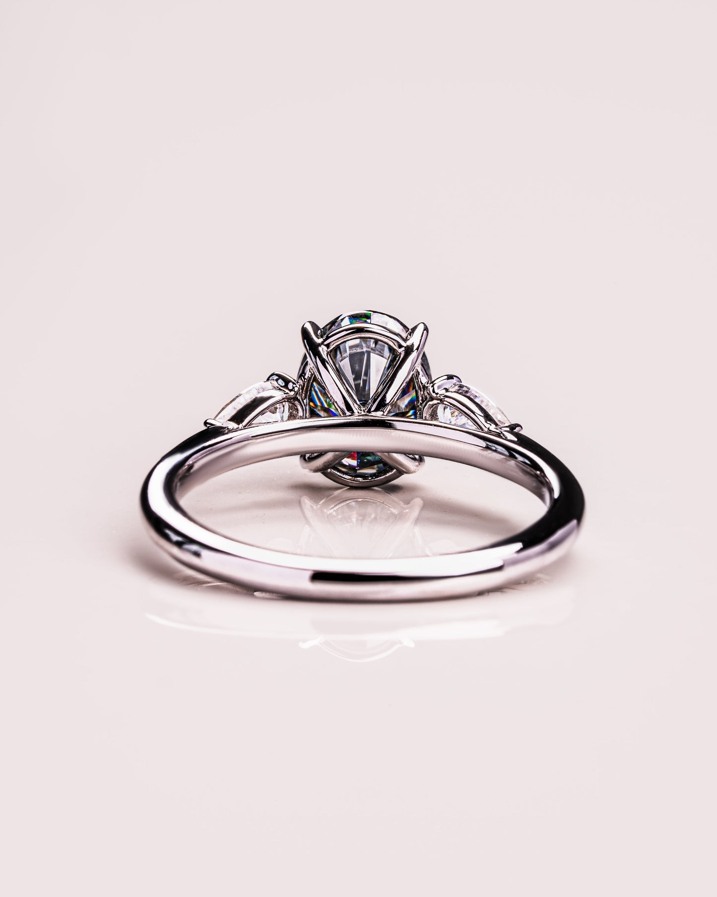 1.91 CT Oval Cut Three Stones Lab Grown Diamond Engagement Ring