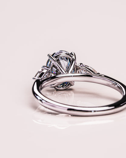 1.91 CT Oval Cut Three Stones Lab Grown Diamond Engagement Ring