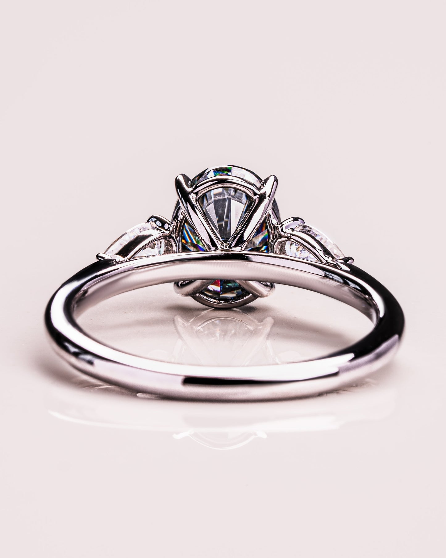 1.91 CT Oval Cut Three Stones Lab Grown Diamond Engagement Ring