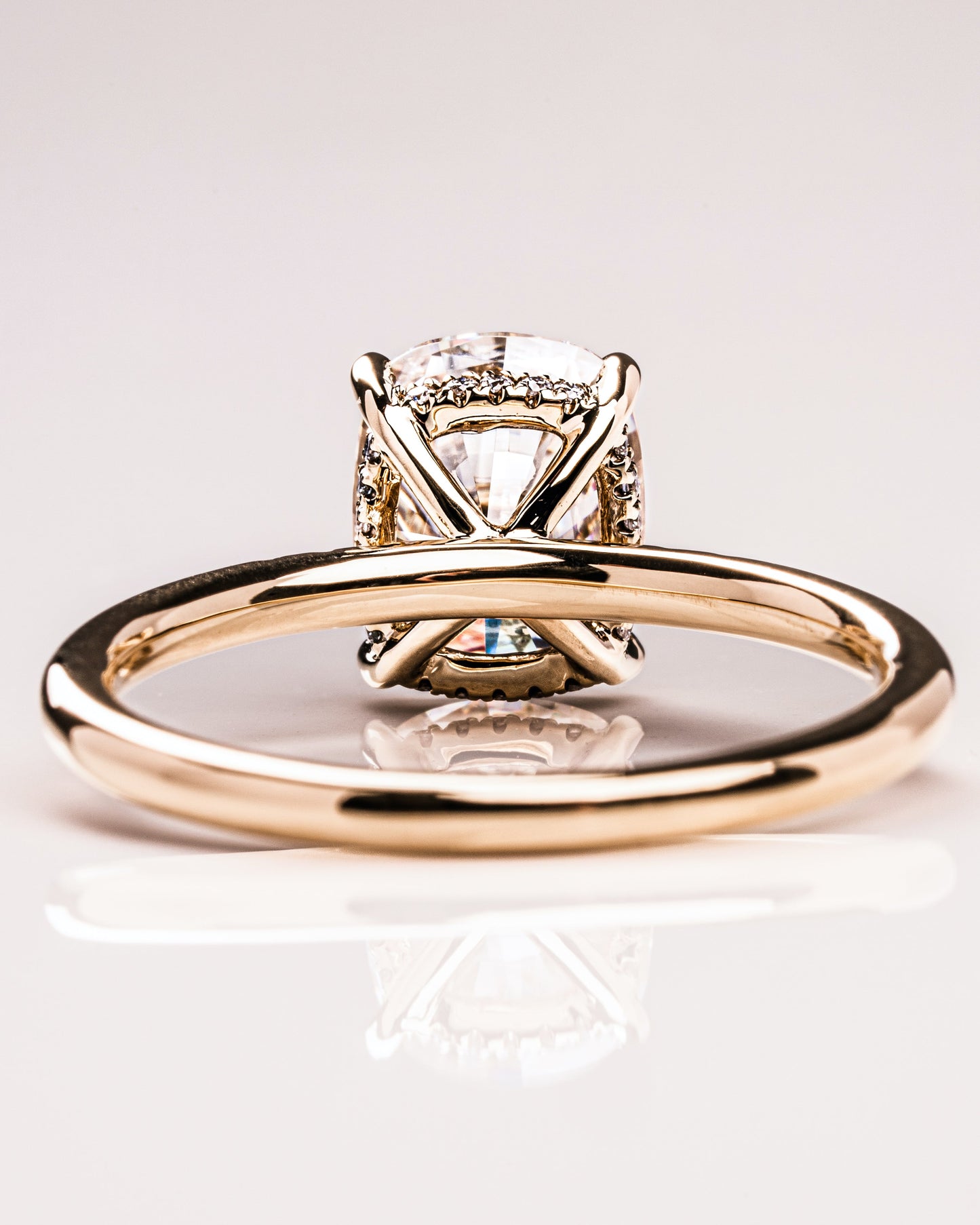 2.15 CT Cushion Cut Lab Grown Diamond Engagement Ring With Hidden Halo Setting