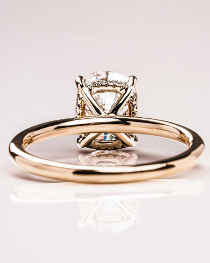 2.15 CT Cushion Cut Lab Grown Diamond Engagement Ring With Hidden Halo Setting