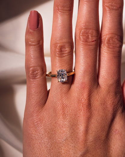 2.15 CT Cushion Cut Solitaire Lab Grown Diamond Engagement Ring