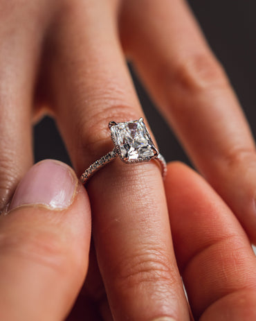 2.43 CT Radiant Cut Hidden Halo Setting Lab Grown Diamond Engagement Ring