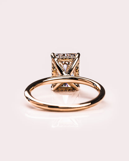 2.43 CT Radiant Cut Lab Grown Diamond Engagement Ring With Hidden Halo Setting