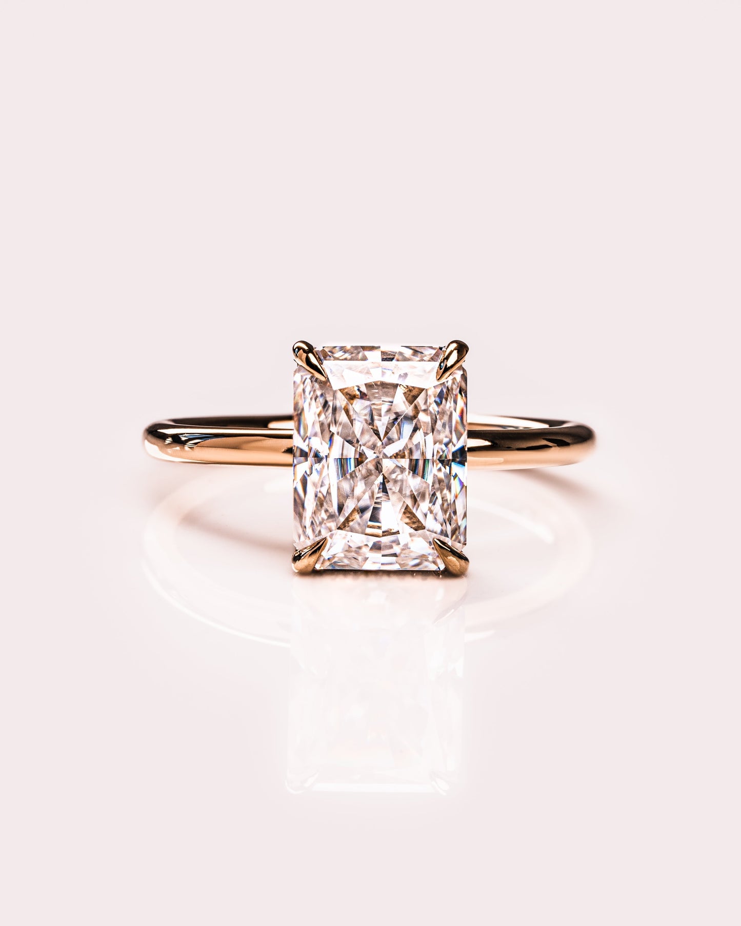 2.43 CT Radiant Cut Lab Grown Diamond Engagement Ring With Hidden Halo Setting