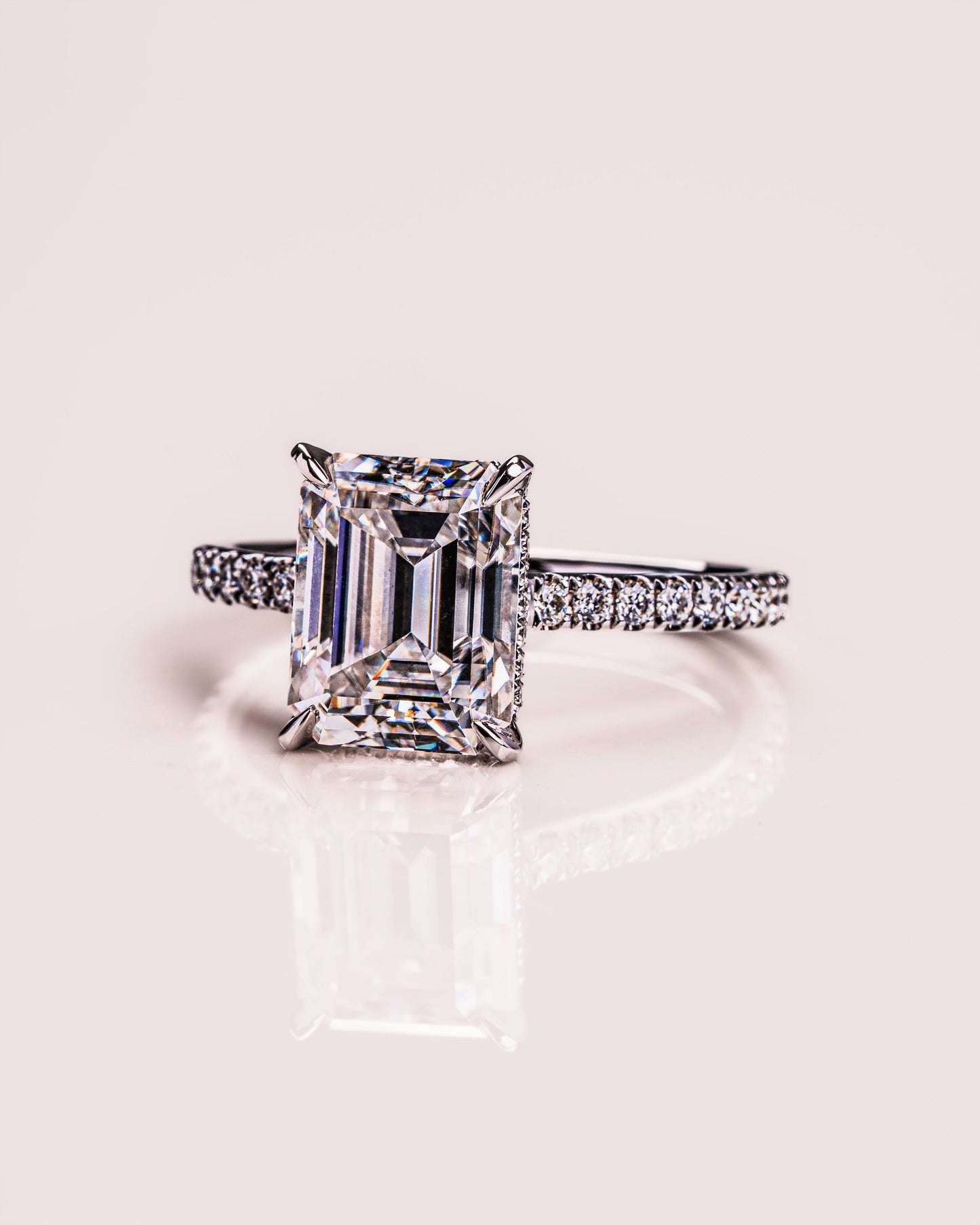2.30 CT Emerald Cut Hidden Halo Lab Grown Diamond Engagement Ring