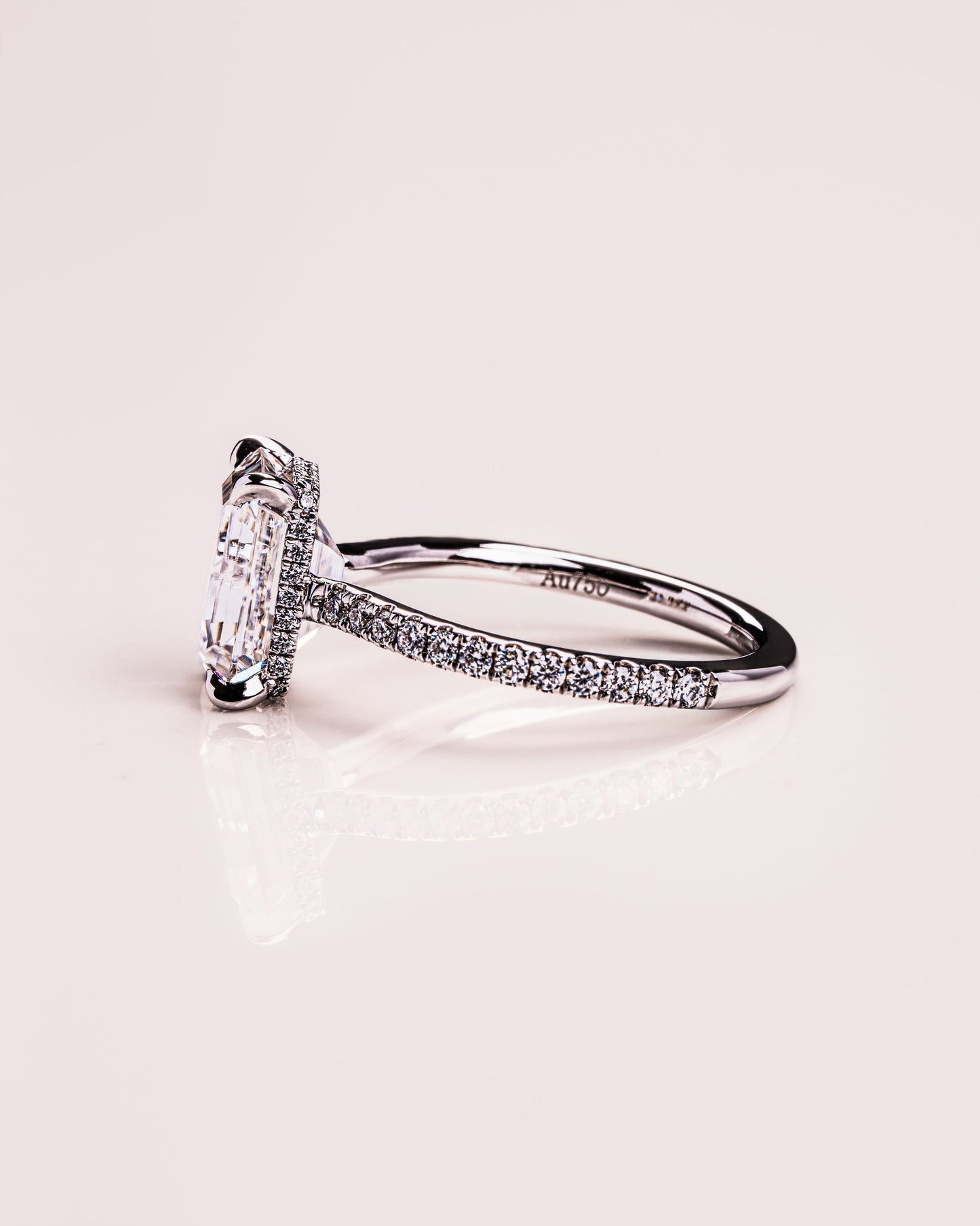 2.30 CT Emerald Cut Hidden Halo Lab Grown Diamond Engagement Ring