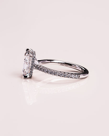 2.30 CT Emerald Cut Hidden Halo Lab Grown Diamond Engagement Ring