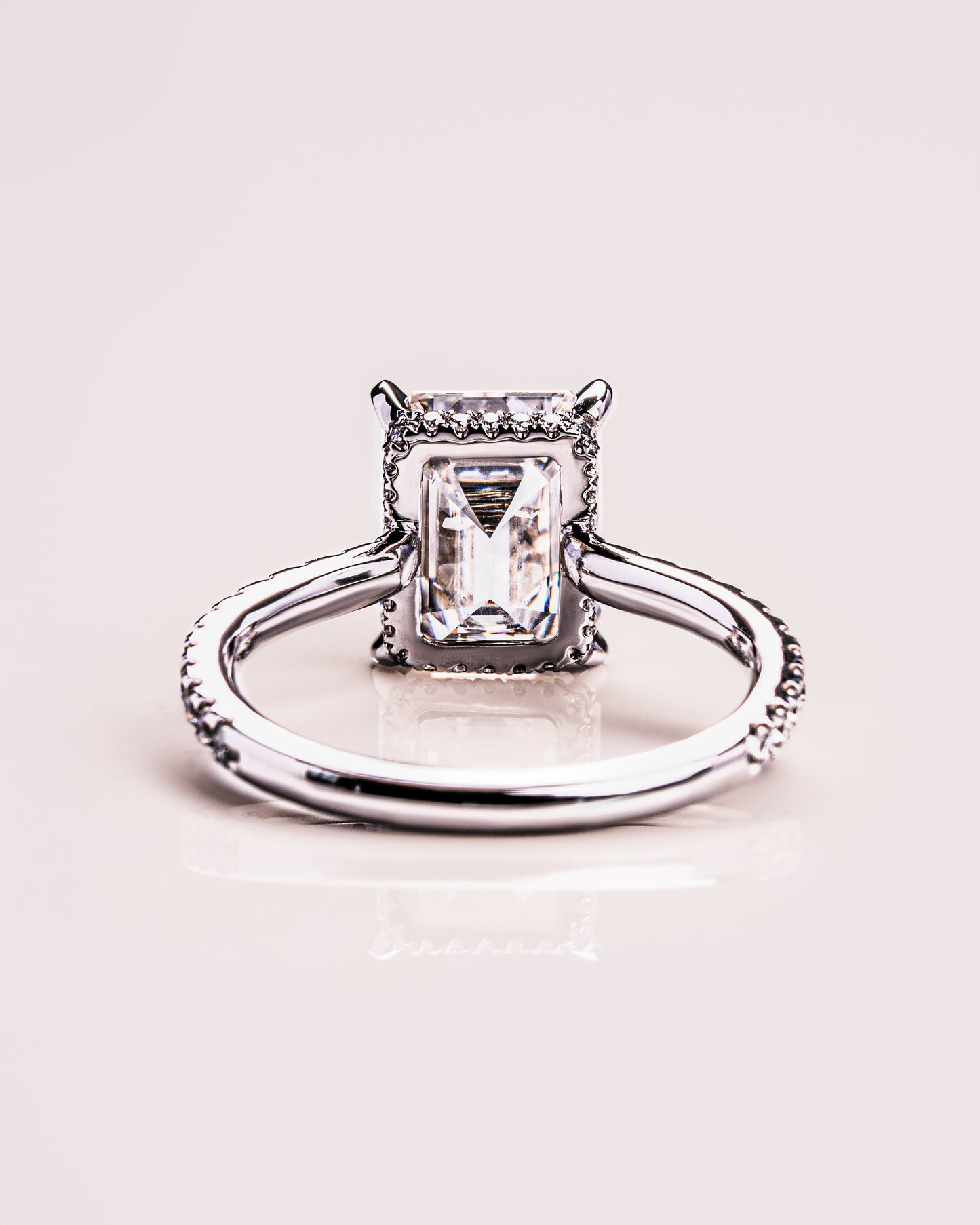 2.30 CT Emerald Cut Hidden Halo Lab Grown Diamond Engagement Ring