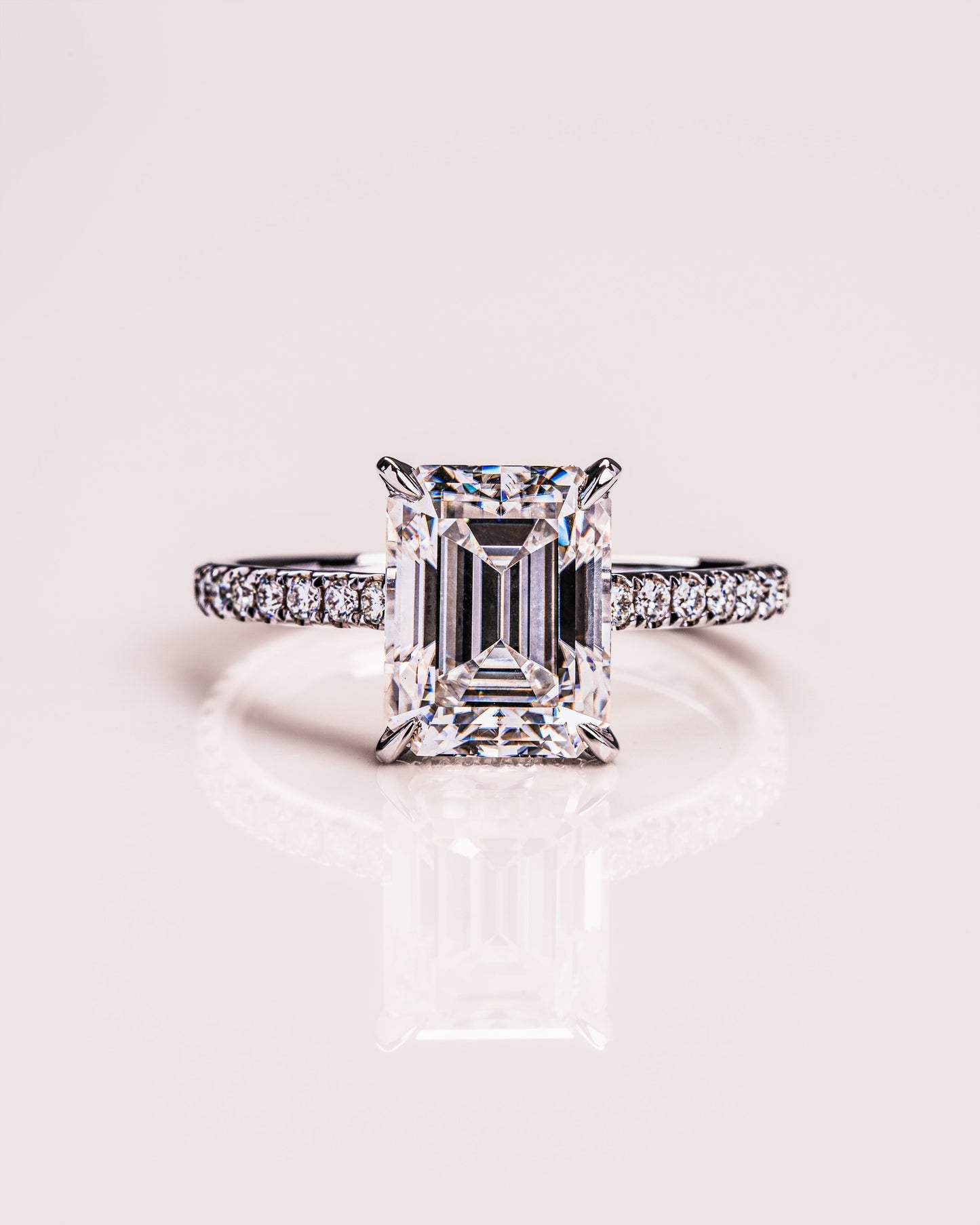 2.30 CT Emerald Cut Hidden Halo Lab Grown Diamond Engagement Ring