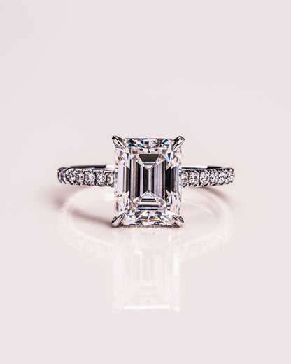 2.30 CT Emerald Cut Hidden Halo Lab Grown Diamond Engagement Ring