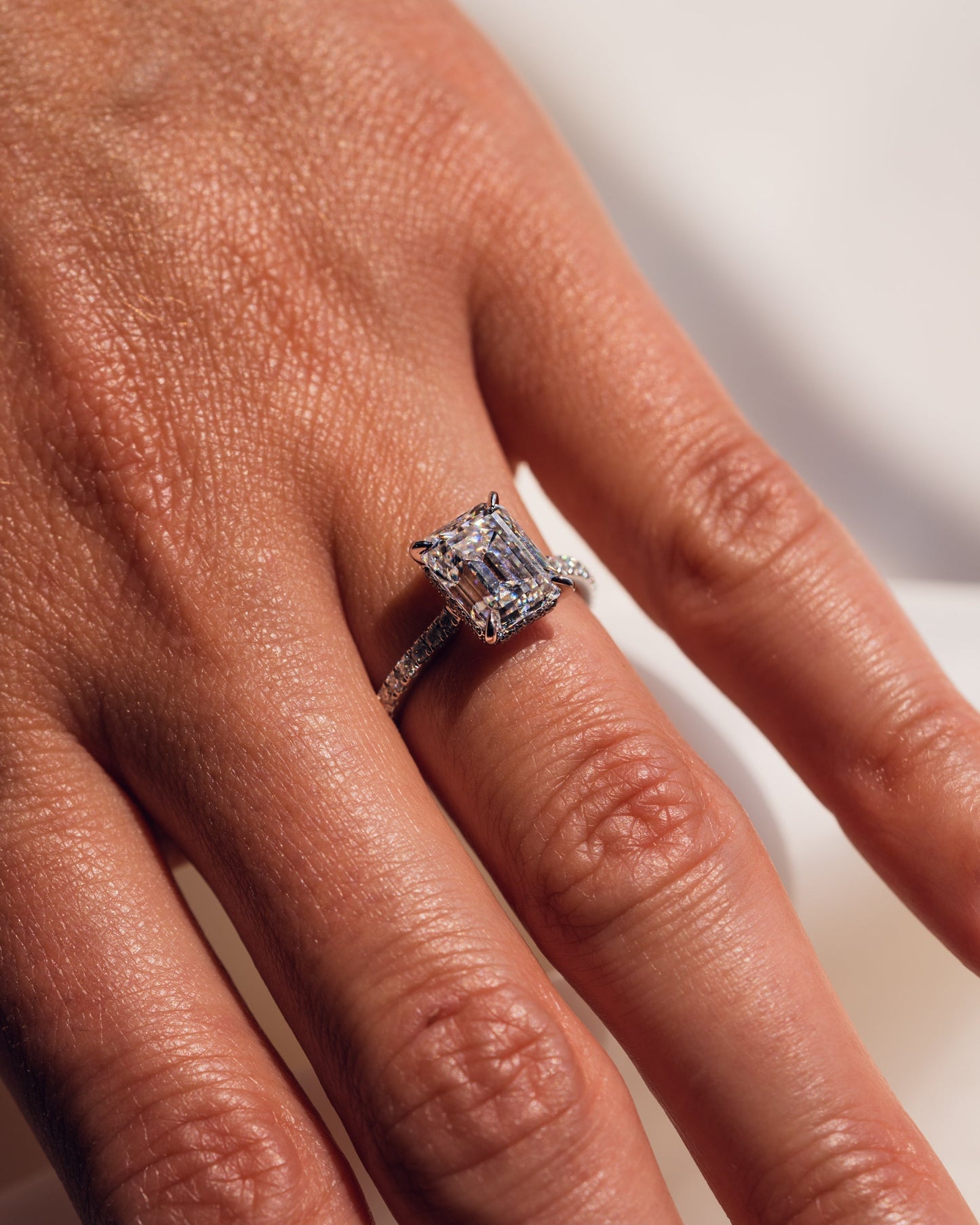 2.30 CT Emerald Cut Hidden Halo Lab Grown Diamond Engagement Ring