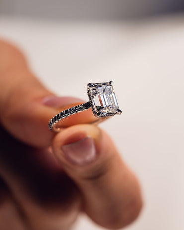 2.30 CT Emerald Cut Hidden Halo Lab Grown Diamond Engagement Ring