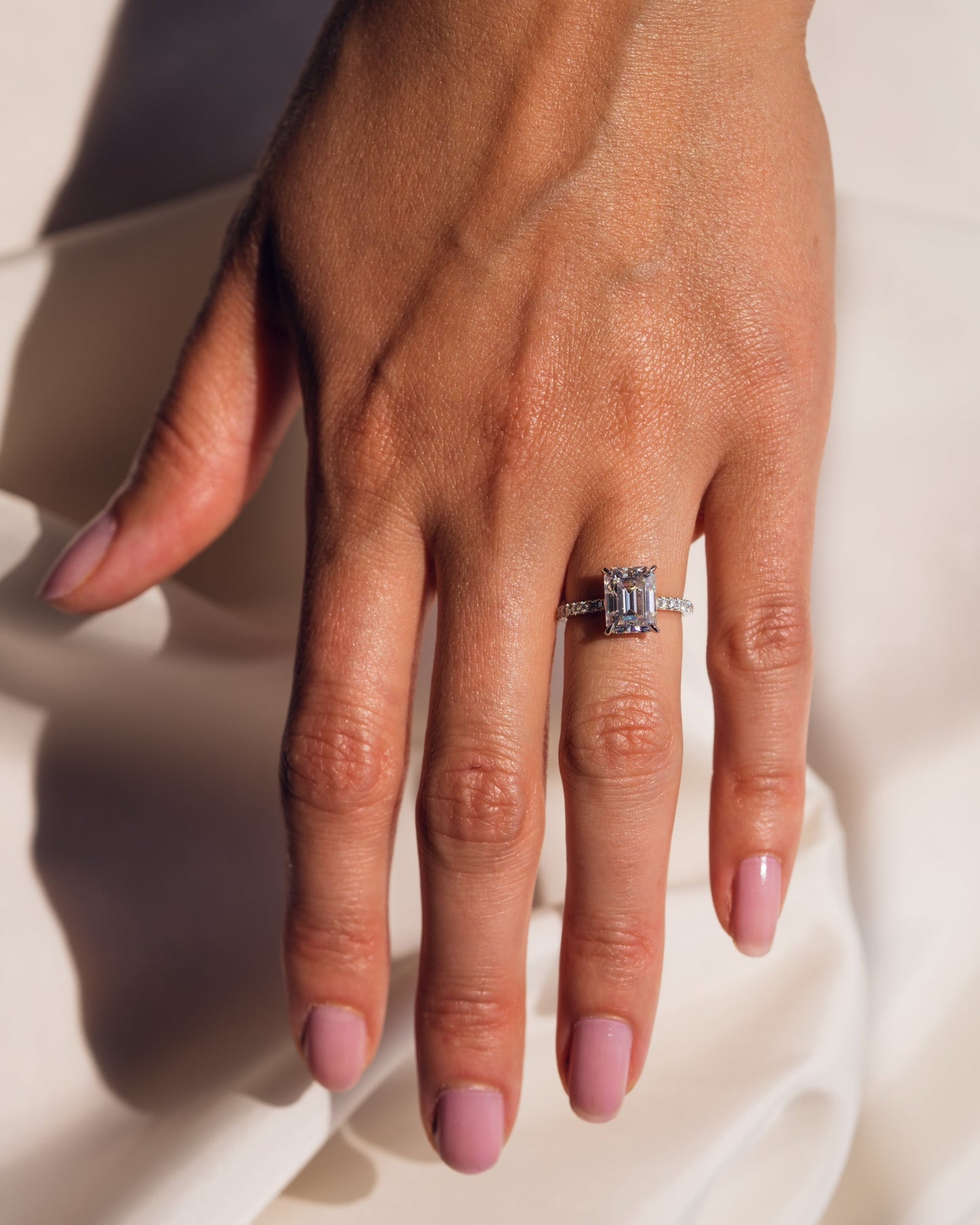 2.30 CT Emerald Cut Hidden Halo Lab Grown Diamond Engagement Ring