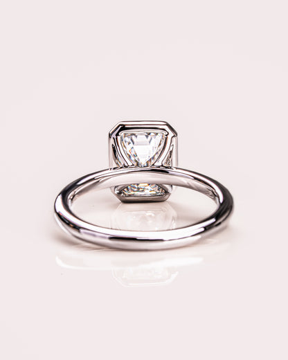 2.30 CT Emerald Cut Solitaire Bezel Setting Lab Grown Diamond Engagement Ring