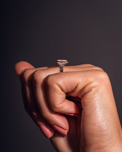 2.30 CT Emerald Cut Solitaire Bezel Setting Lab Grown Diamond Engagement Ring