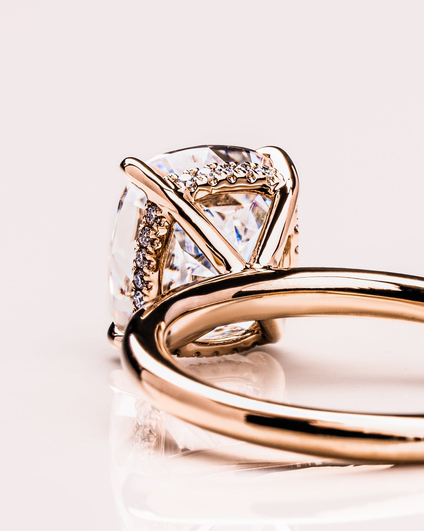 1.49 CT Cushion Cut Lab Grown Diamond Engagement Ring With Hidden Halo Setting