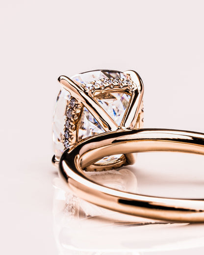 1.49 CT Cushion Cut Lab Grown Diamond Engagement Ring With Hidden Halo Setting