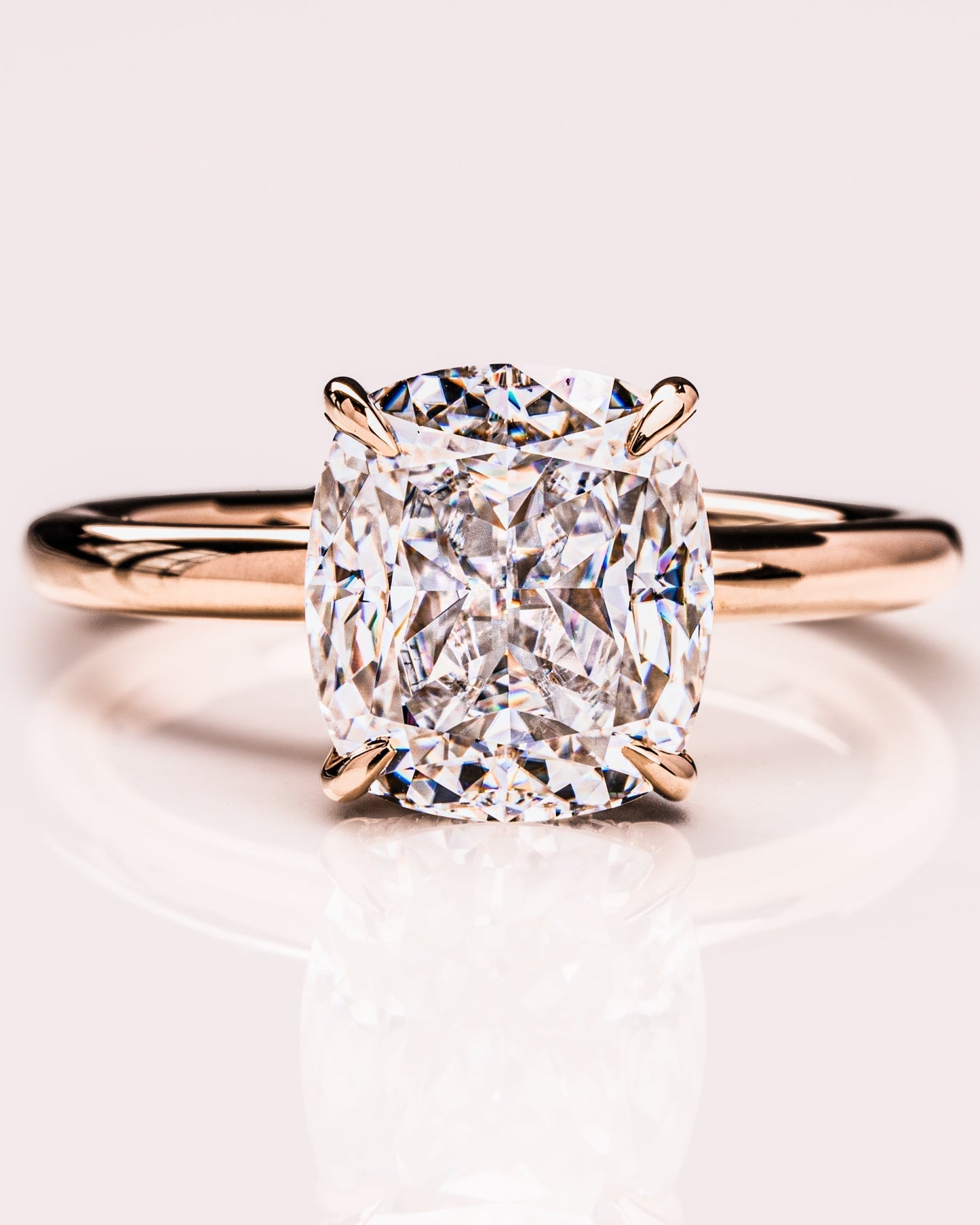 1.49 CT Cushion Cut Lab Grown Diamond Engagement Ring With Hidden Halo Setting