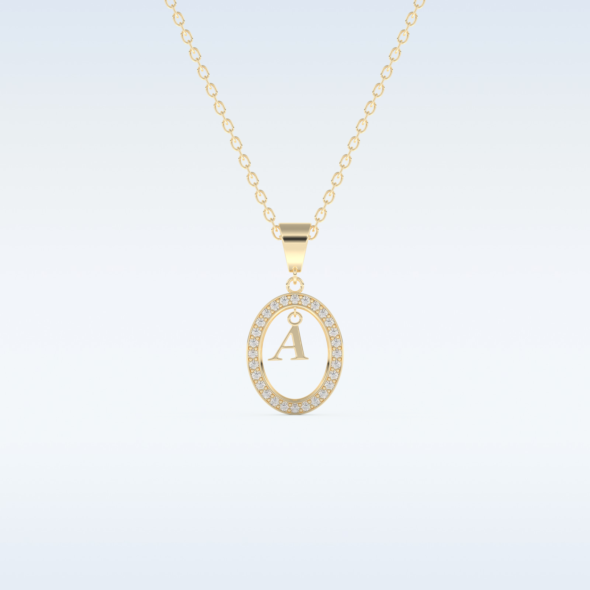 0.05 TCW Round Cut Initial Moissanite Solitaire Necklace in 14K/18K Gold