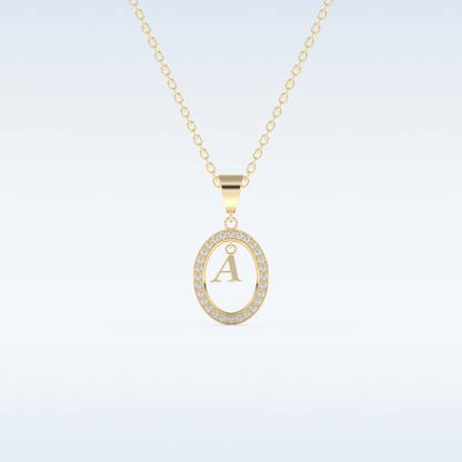 0.05 TCW Round Cut Initial Moissanite Solitaire Necklace in 14K/18K Gold