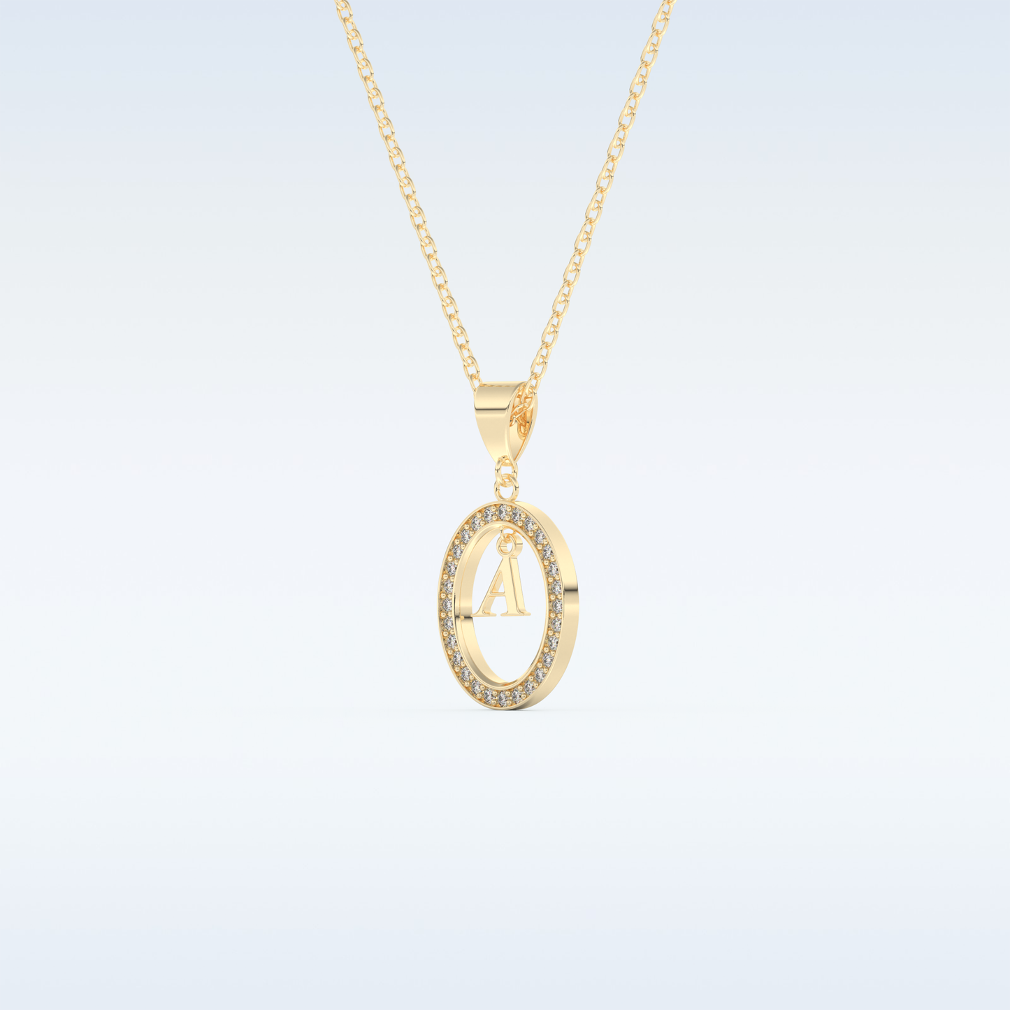 0.05 TCW Round Cut Initial Moissanite Solitaire Necklace in 14K/18K Gold