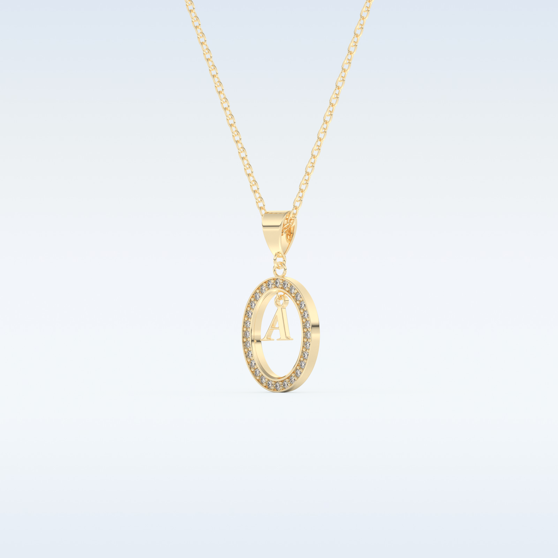 0.05 TCW Round Cut Initial Moissanite Solitaire Necklace in 14K/18K Gold