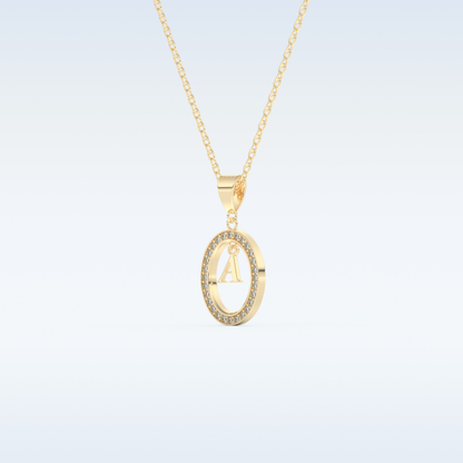 0.05 TCW Round Cut Initial Moissanite Solitaire Necklace in 14K/18K Gold