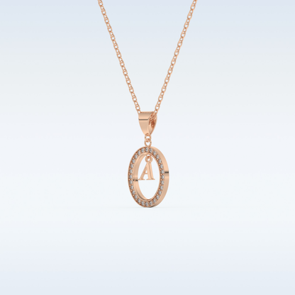 0.05 TCW Round Cut Initial Moissanite Solitaire Necklace in 14K/18K Gold