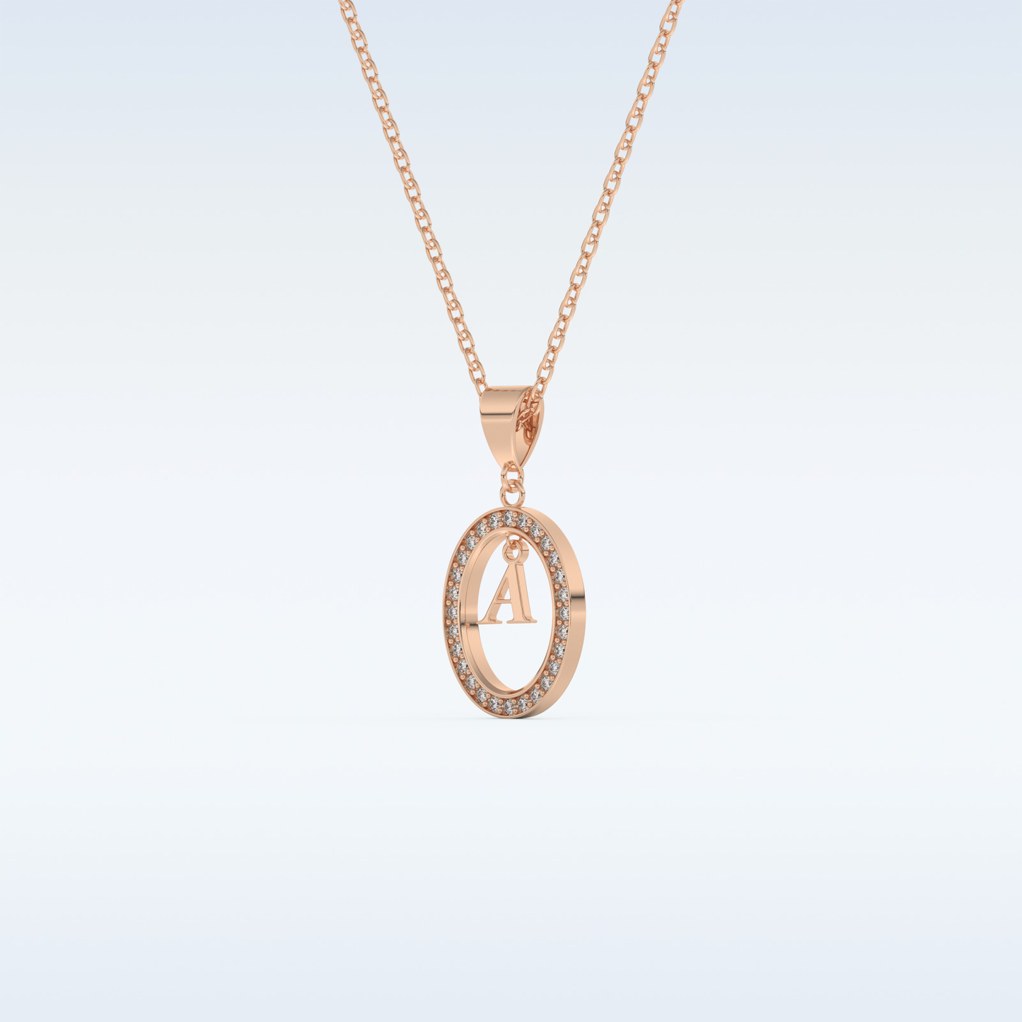 0.05 TCW Round Cut Initial Moissanite Solitaire Necklace in 14K/18K Gold